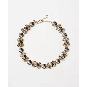 Ann Taylor Crystal Leaf Necklace Gold Stone